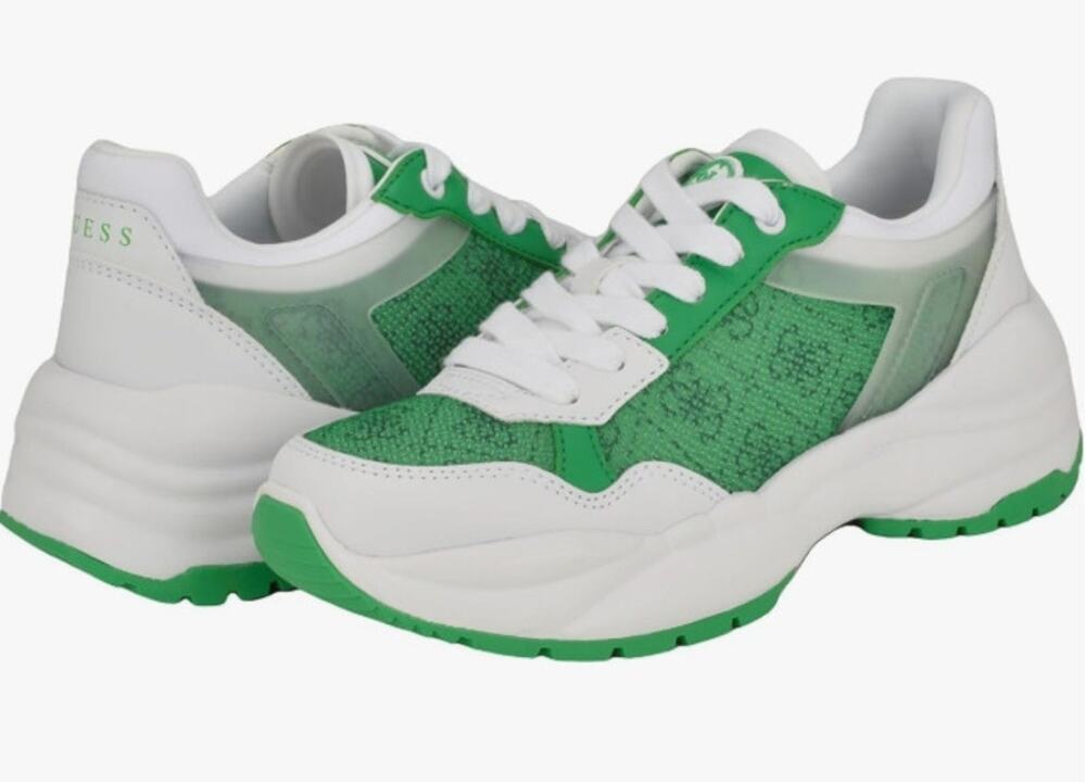 GUESS Samra Low Top Jogger Sneakers Womens 8.5 Green White Chunky Platform NEW